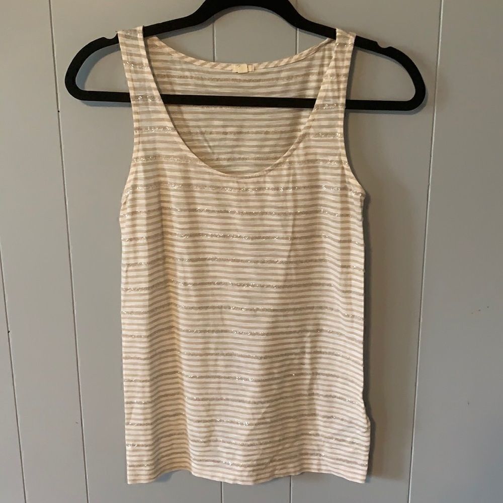J. Crew Taupe & Cream Striped Tank Size XXS